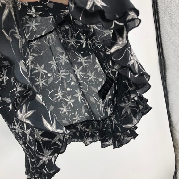 Zadig & Voltaire Dark Floral Remus Print Drop-Waist Silk  Long Sleeve Dress S - Picture 11 of 16